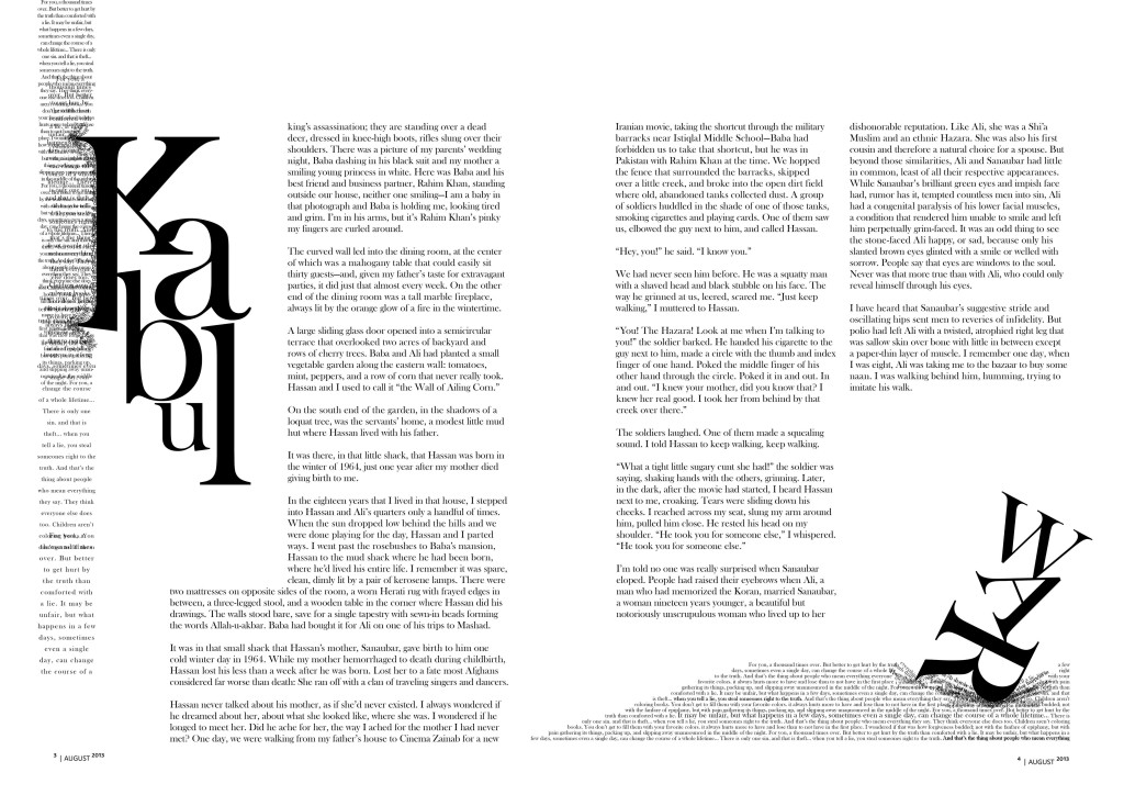 Magazine Spread on The Kite Runner by Khaled Hosseini 